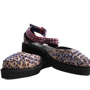 Tuk Leopard/ Red Spiked Pointed Toe Sandal VEGAN